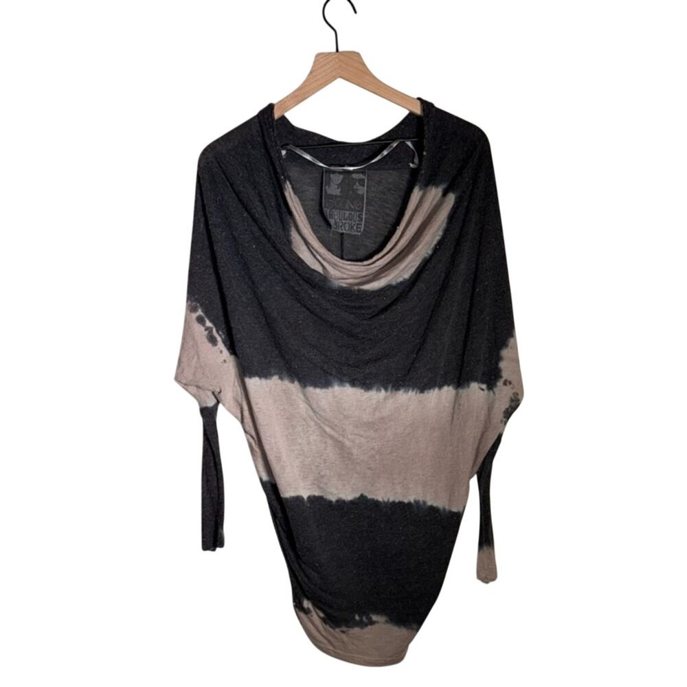 YOUNG FABULOUS AND BROKE bleach distressing slouchy indie sleaze cotton shirt XS